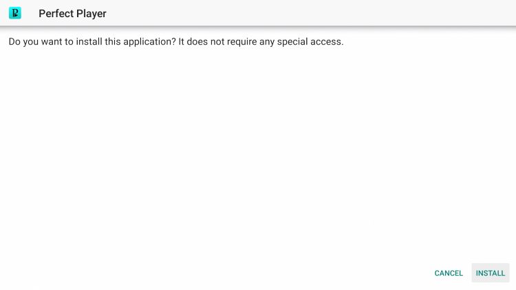click install, Install Perfect Player IPTV on Firestick/Android TV
