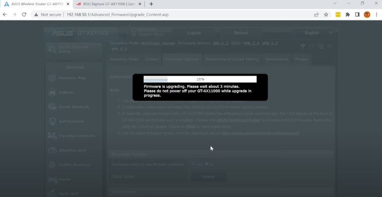 Now we will wait a few minutes for the firmware to flash.