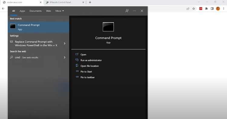 If you're like me and yours isn't loading with that address, click the search bar and type in "cmd" for command.