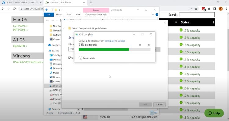 Wait a minute or two for the zip folder to extract.
