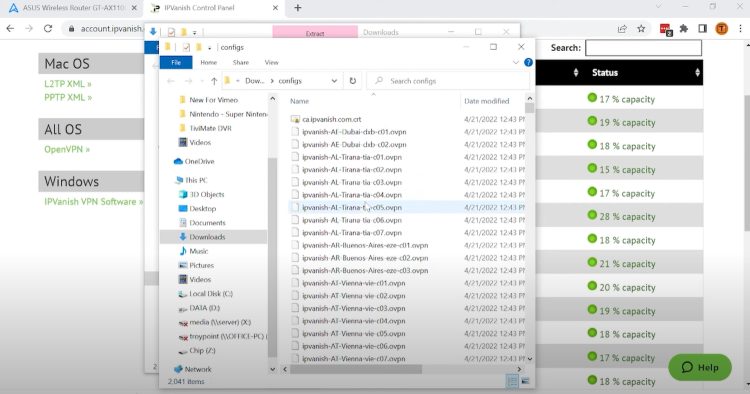 You will find all of the ovpn files for every server that IPVanish offers.