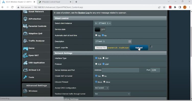 Click Upload.