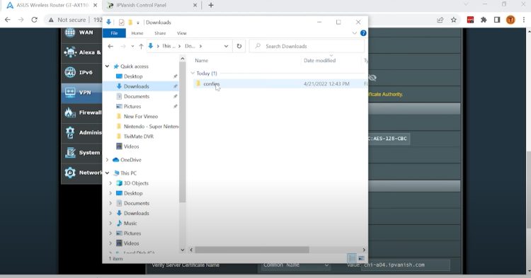 Next we need to add the certificate. Find your configs folder again and click to open it.