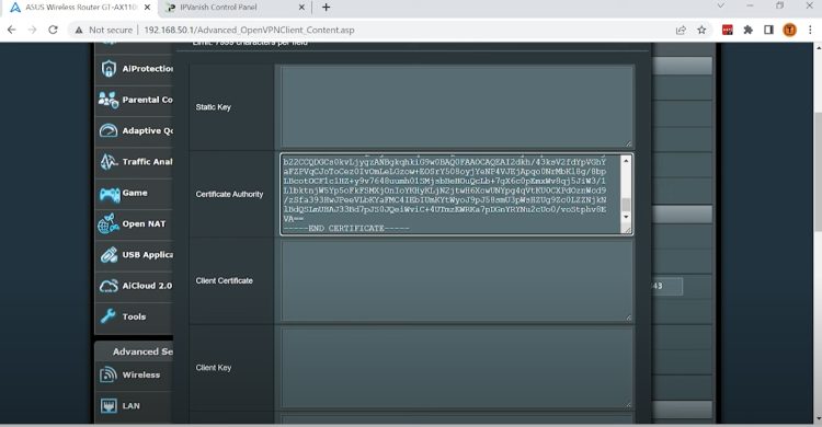 Then paste the certificate text into the Certificate Authority box.