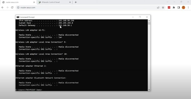 Then locate your Default Gateway address. Save this for the next step.