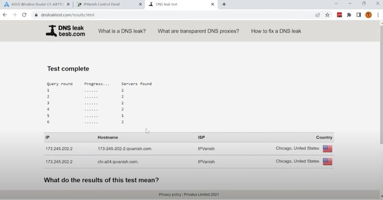 You can even click the Extended test feature and you will notice there is no private information regarding my location.
