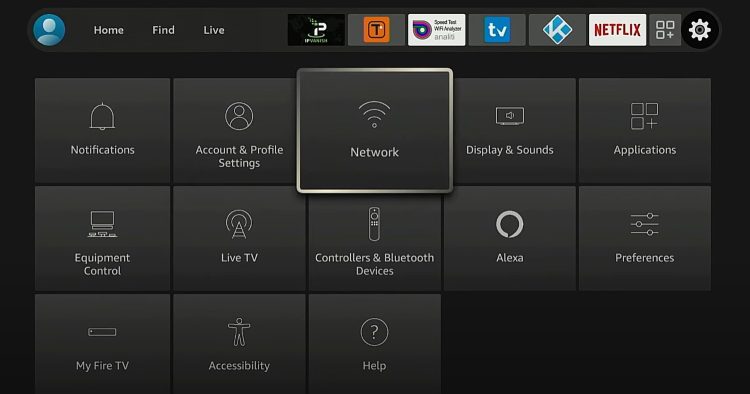 Hover over the Settings icon and click Network.