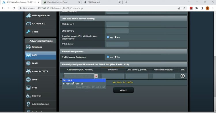Then click the down arrow and you will notice your devices connected to the router.