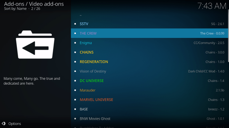 Choose The Crew kodi addon