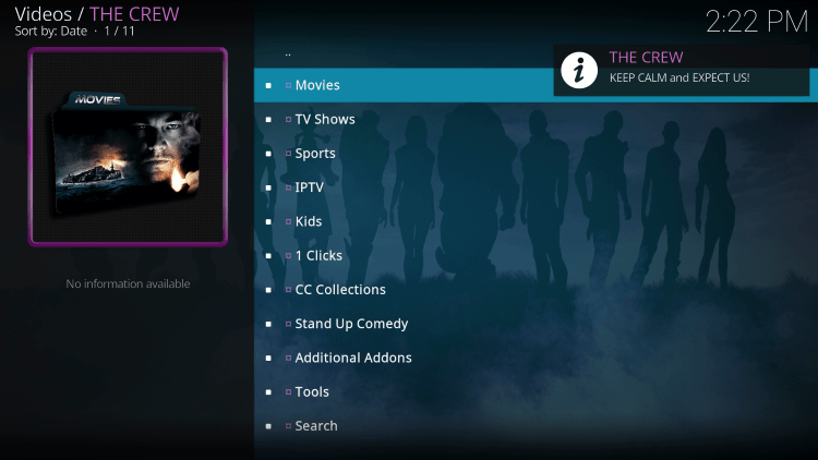 Installation of The Crew Kodi Addon is now complete. Enjoy!