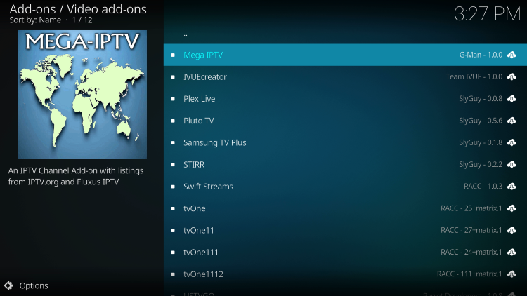 Select Mega IPTV kodi addon