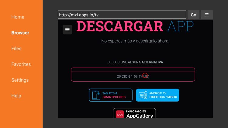 Click Option 1 (Github).