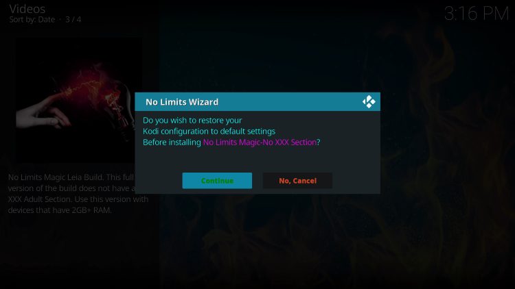 Click Yes, Install no limits magic build