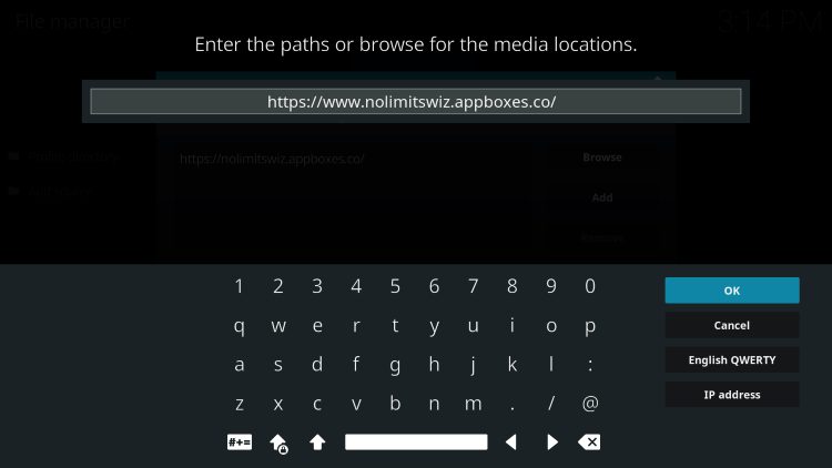 Enter the following URL exactly as shown here for installing the no limits magic build