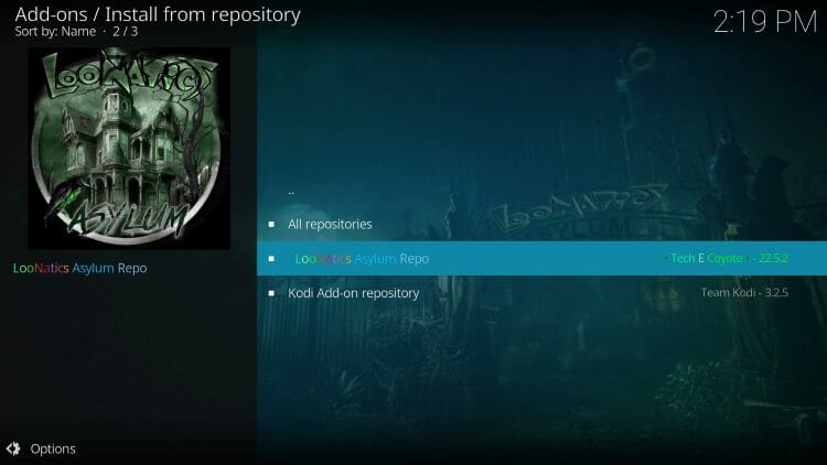 Then select the LooNatics Asylum Repo