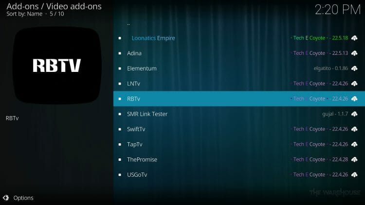 Select RBTV kodi addon