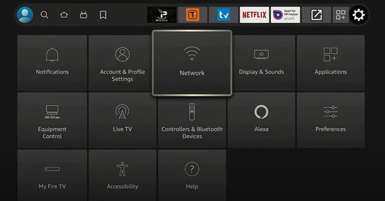 Now that we've tested our download speeds, return back to the home screen of your Firestick and click Network.