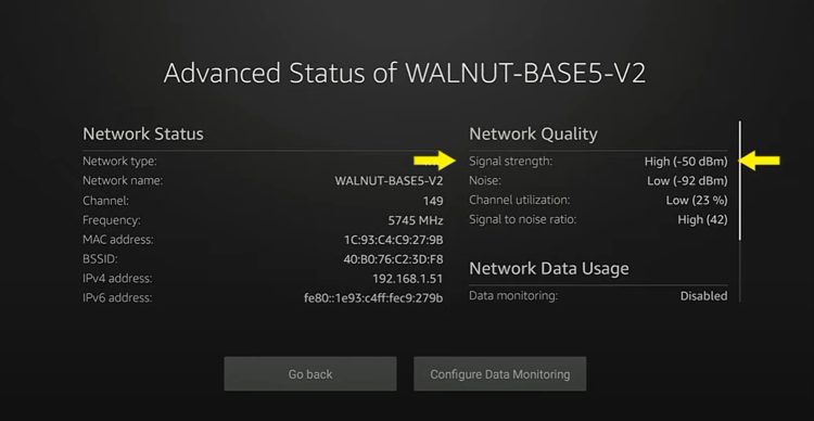 Signal Strength is measured in decibel milliwatts (dBm) and the higher the number the better. So my number of -37 dBm is a good signal strength.