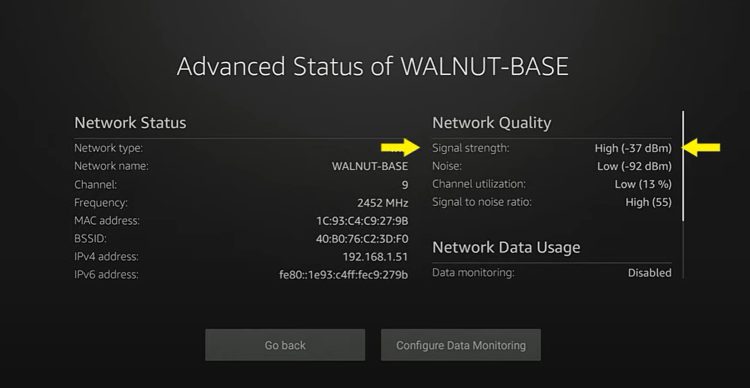 You will notice the signal strength has improved (-51 to -37 dBm)