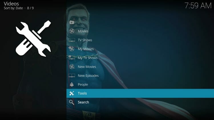 Scroll down and click Tools.
