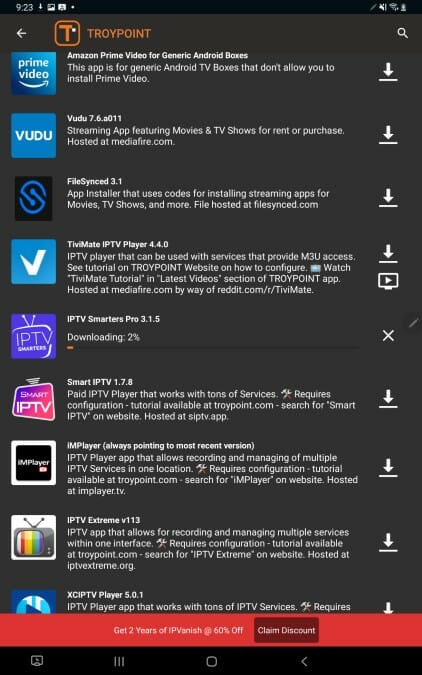 Wait a minute or two for IPTV Smarters Pro to download.