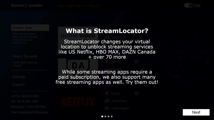 When first launching the StreamLocator app you will likely see these messages. Click Next.
