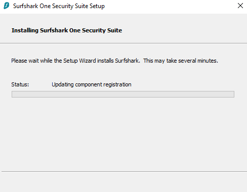 Wait a minute or two for the Surfshark setup wizard to install.