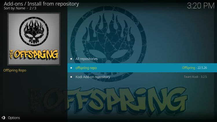 Choose offspring repo