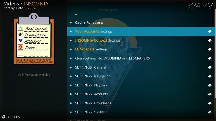 Click Your Accounts Settings