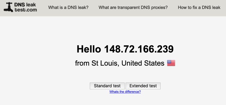 To double-check your Surfshark VPN connection is working, visit dnsleaktest.com, and your IP address should be different.