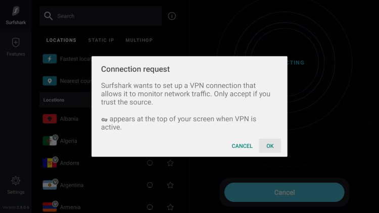 Click OK when you receive this Connection request message.