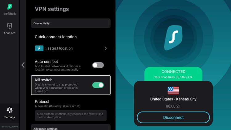 surfshark vpn on chromecast with google tv - kill switch
