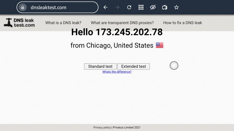 That's it! You can now see your IP Address has changed after connecting to IPVanish on your Firestick/Fire TV.