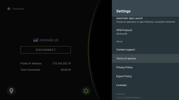 Contact Support will direct you to the IPVanish support information.Â