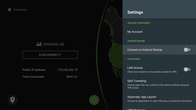 IPVanish Connect on Android Startup
