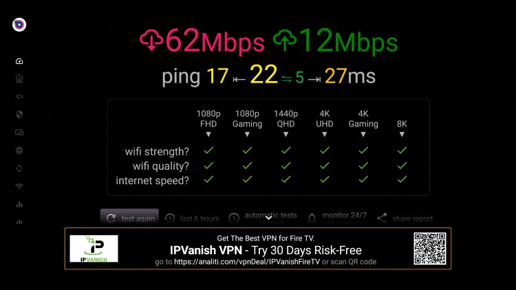 Firestick VPN Speed Tests - ipvanish