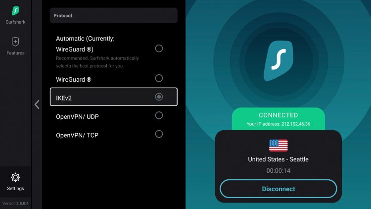 surfshark vpn protocol options