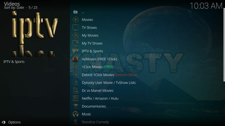 dynasty kodi interface