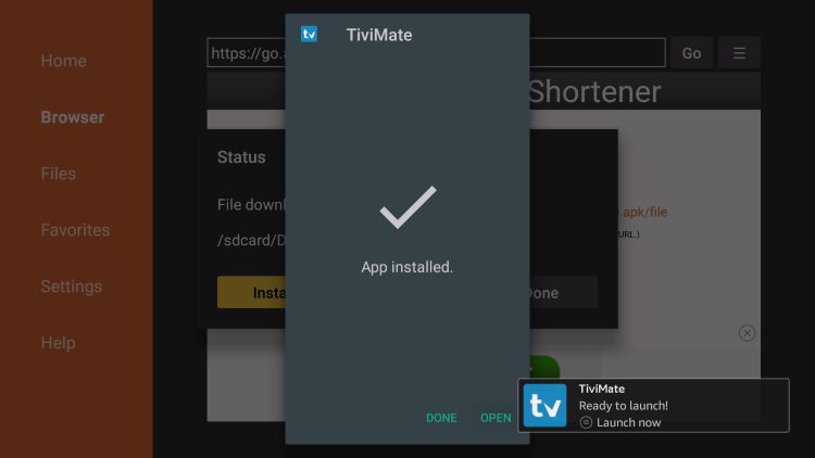 tivimate ready to launch message