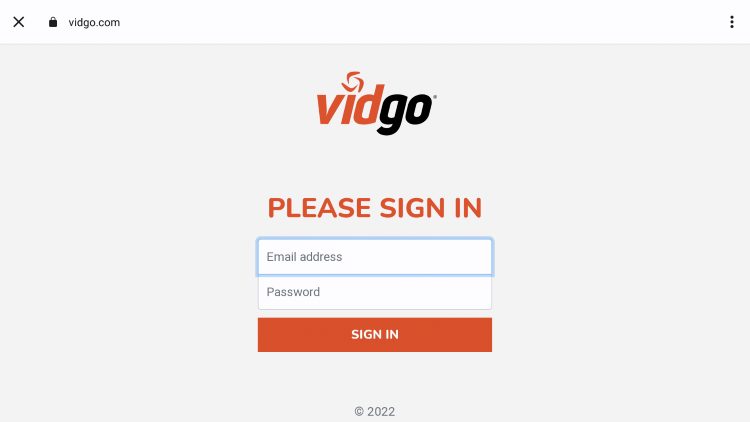 login to vidgo