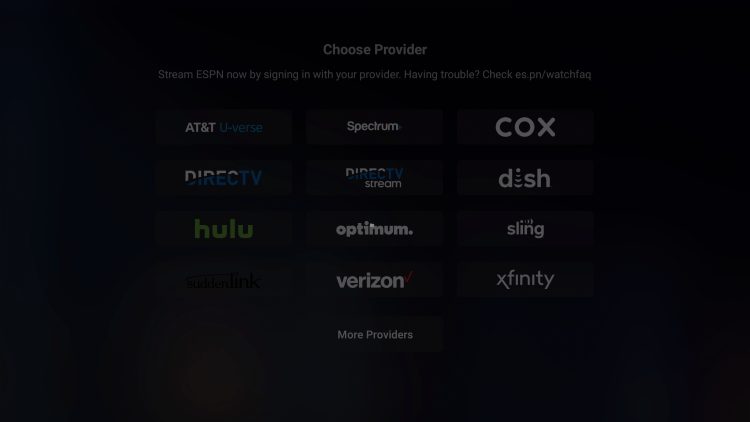 login with tv provider