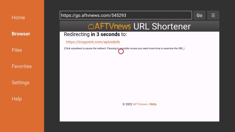 redirect page for aptoide tv