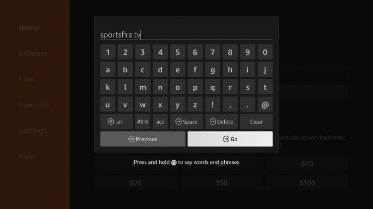 type sportsfire.tv for sportsfire app