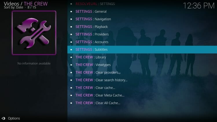 subtitles for the crew kodi addon