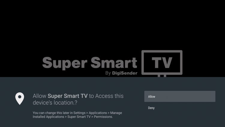 click allow for super smart tv launcher on firestick