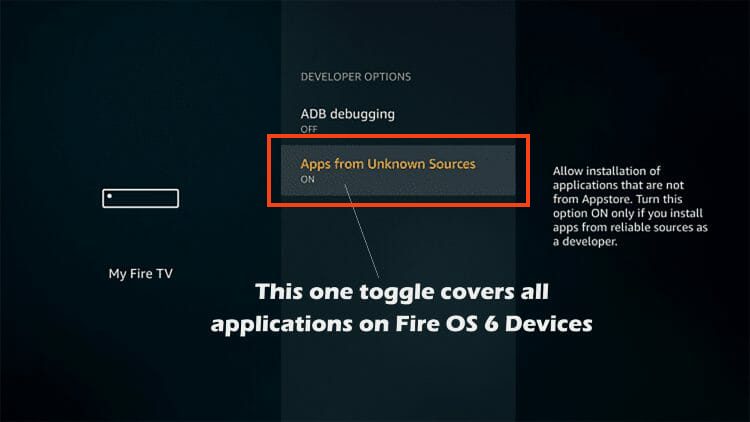 turn on all apps from unknown sources for older devices to jailbreak firestick