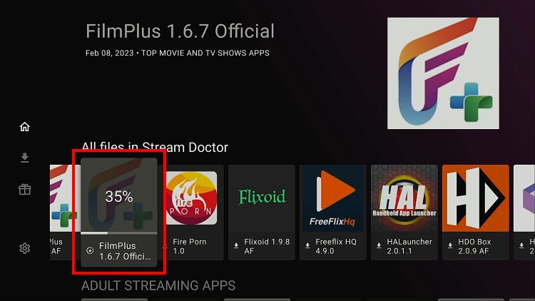 wait for filmplus to install