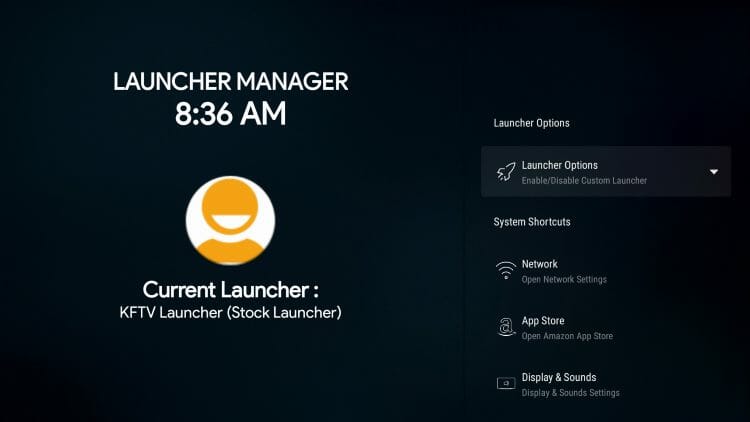 select launcher options