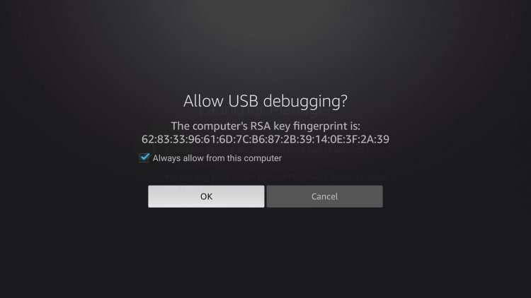 adb debugging enabled for launcher manager
