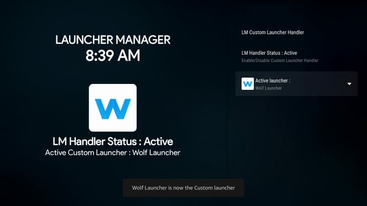 you will then see wolf launcher is custom launcher